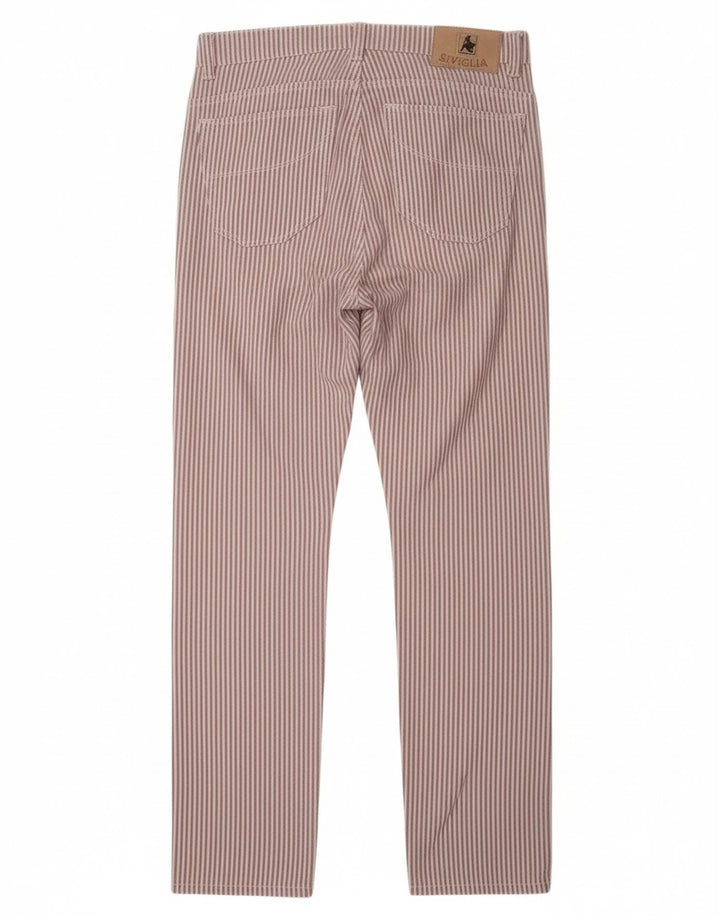 SIVIGLIA Womens Straight Casual Trousers W31 L33 Purple Pinstripe Cotton