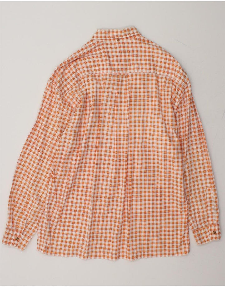 NEW FAST Mens Shirt Medium Orange Check Cotton Vintage New Fast and Second-Hand New Fast from Messina Hembry 
