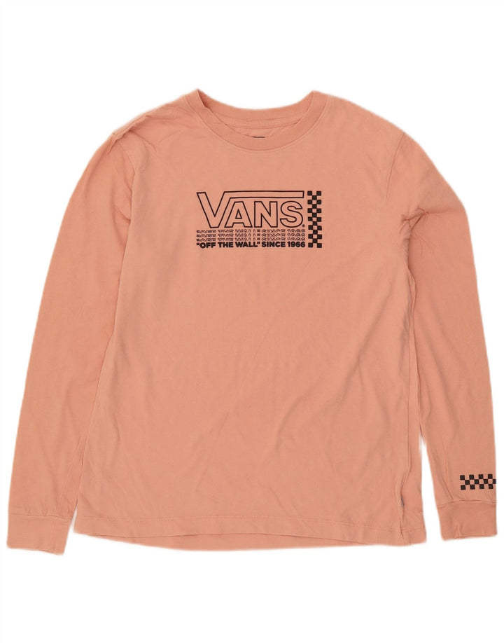 VANS Womens Graphic Top Long Sleeve UK 10 Small Pink Cotton