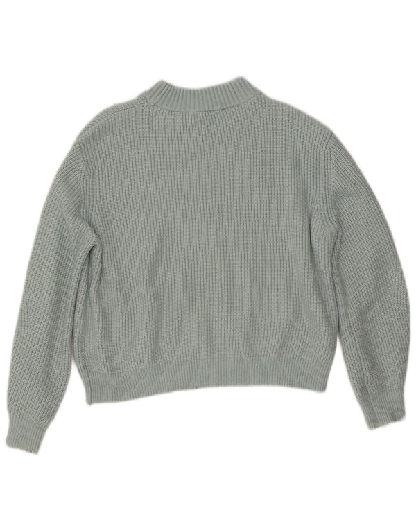 Marks & Spencer Womens Crop Turtle Neck Jumper Sweater UK 16 Large Turquois