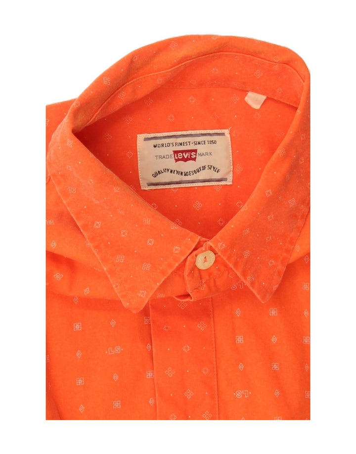 LEVI'S Mens Short Sleeve Shirt Medium Orange Spotted Vintage Levi's and Second-Hand Levi's from Messina Hembry 