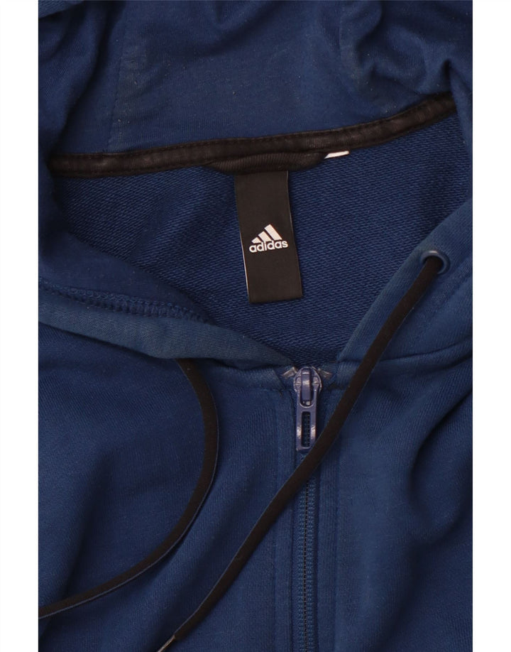ADIDAS Mens Graphic Zip Hoodie Sweater Medium Blue