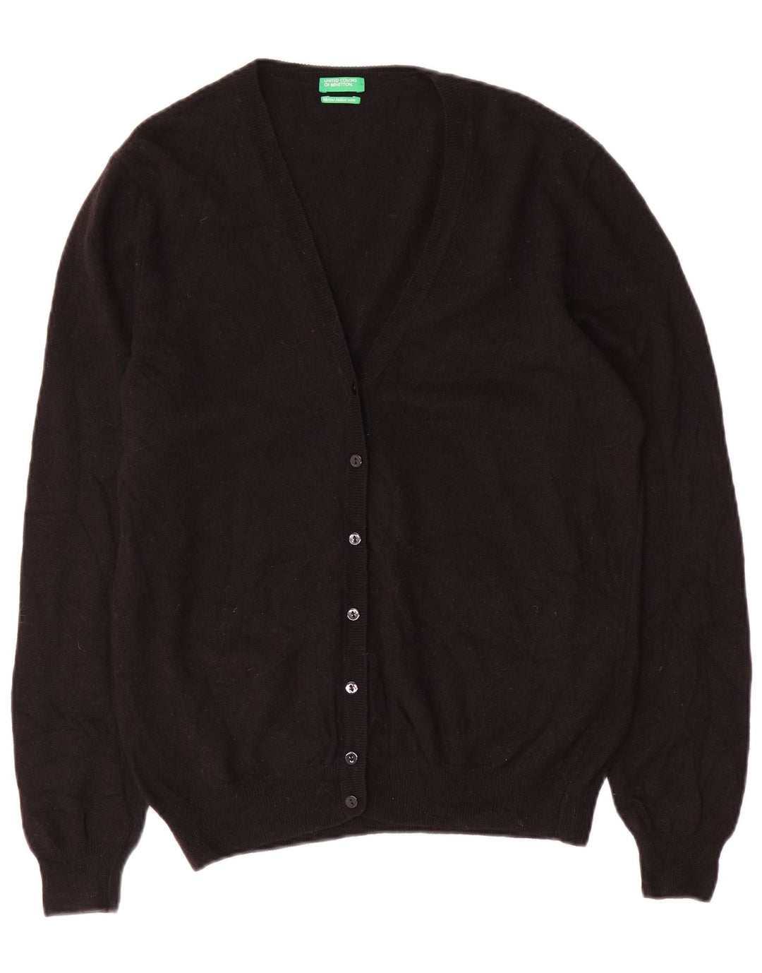 BENETTON Womens Cardigan Sweater UK 18 XL Black Merino Wool