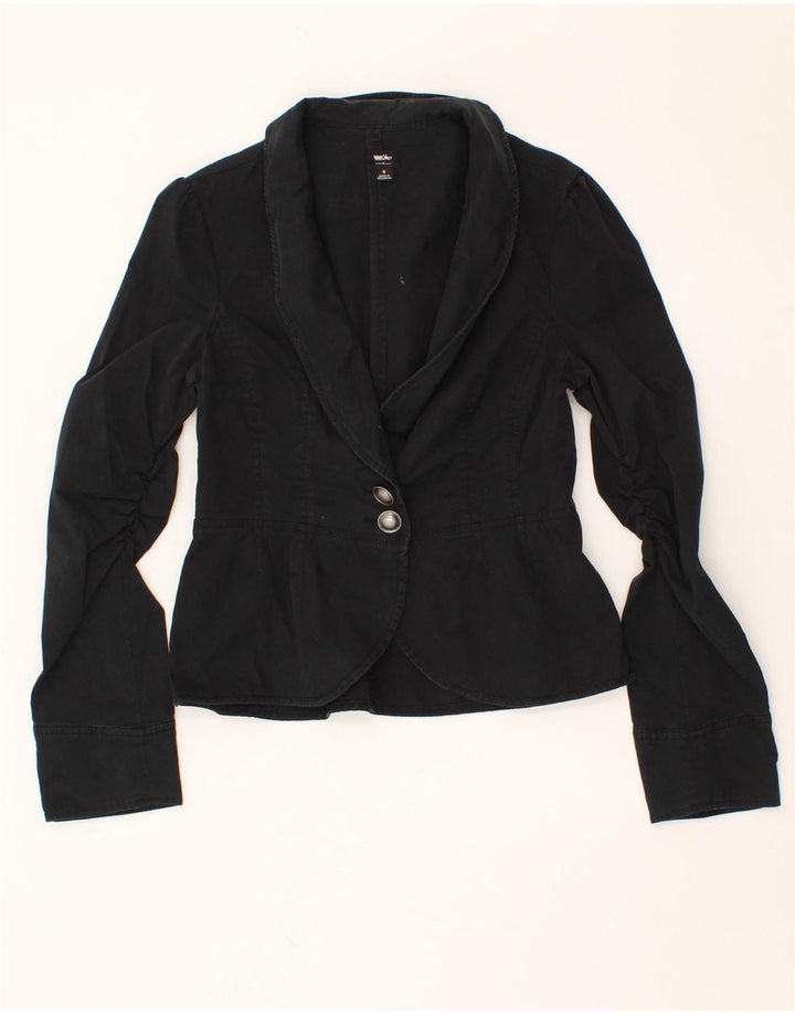 MOSSIMO Womens 2 Button Blazer Jacket UK 10 Small Black Cotton Vintage Mossimo and Second-Hand Mossimo from Messina Hembry 