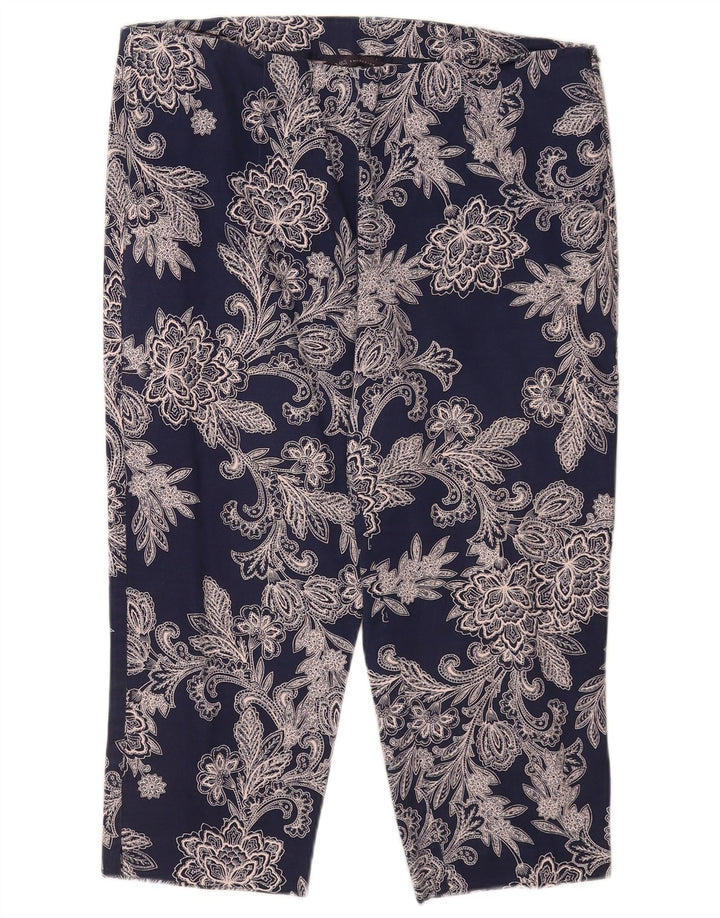 Marks & Spencer Womens Abstract Pattern Capri Trousers UK 16 Large W34 L19