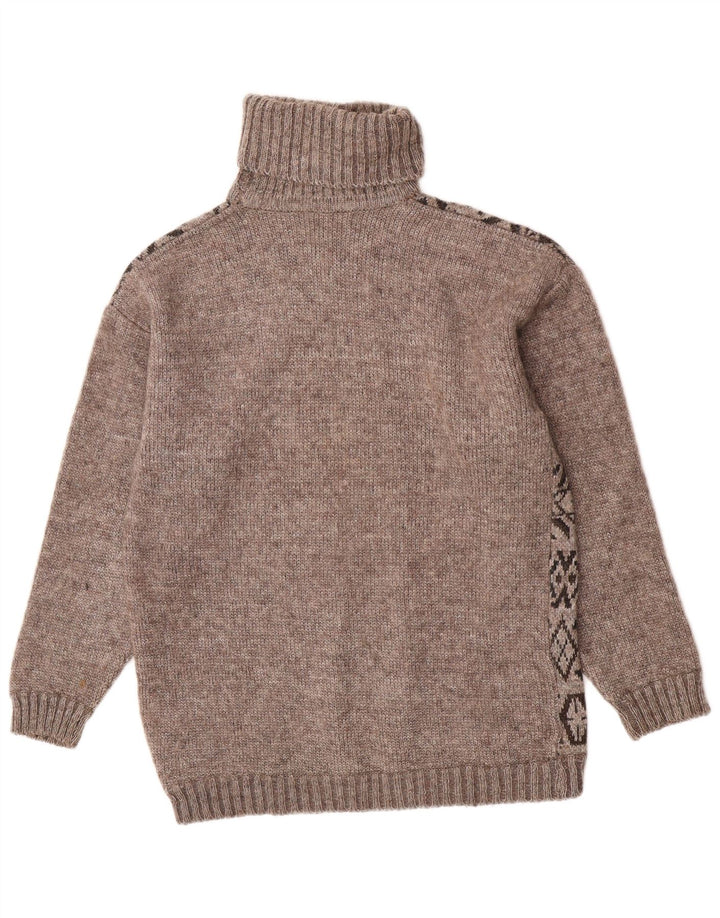 Dream Mens Roll Neck Jumper Sweater Large Brown Geometric