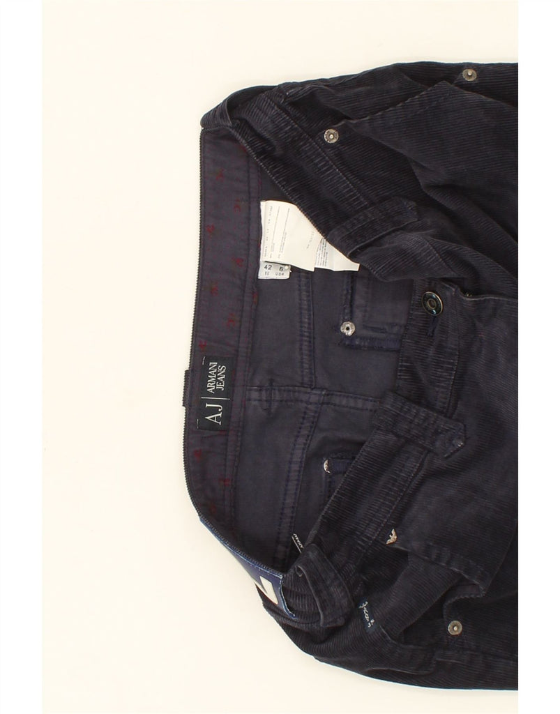 ARMANI Womens Corduroy Skirt US 6 Medium W30 Navy Blue Cotton Vintage Armani and Second-Hand Armani from Messina Hembry 