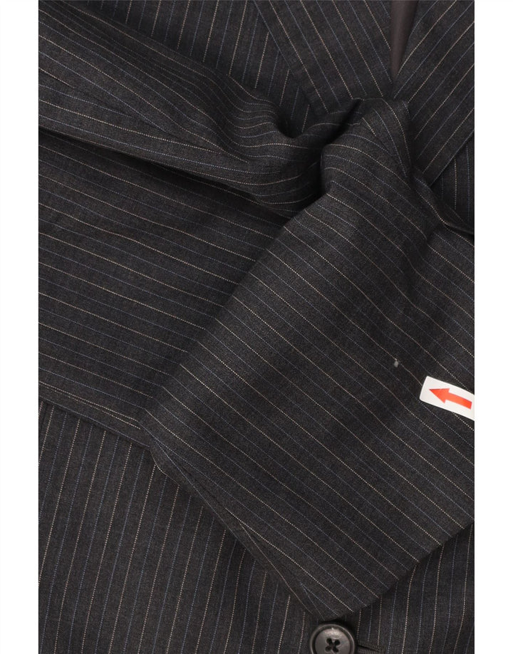 Corneliani Mens 3 Button Blazer Jacket IT 54 2XL Grey Pinstripe Virgin Wool