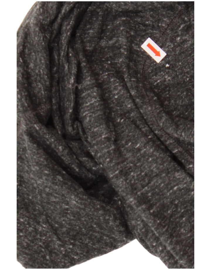 CHAMPION Womens Graphic Hoodie Jumper UK 14 Medium Grey Flecked Cotton