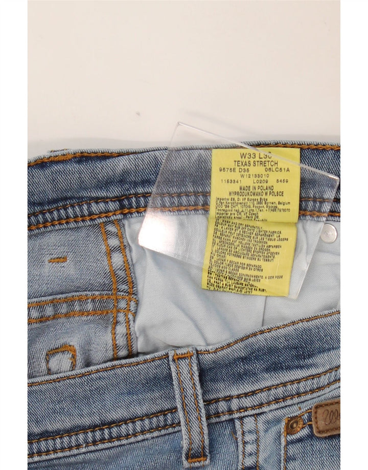 WRANGLER Mens Texas Stretch Straight Jeans W33 L30 Blue Cotton