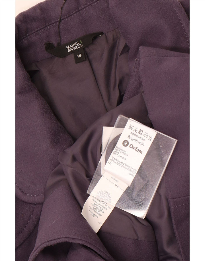 Marks & Spencer Womens 4 Button Blazer Jacket UK 16 Large Purple Polyester