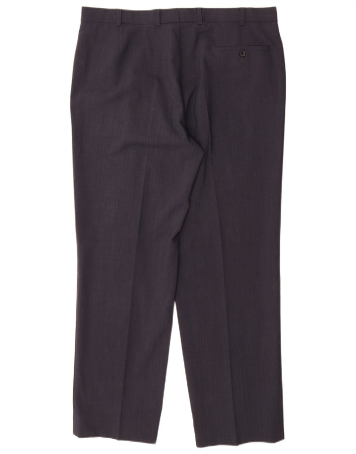 Marks & Spencer Mens Straight Suit Trousers W38 L31 Navy Blue Polyester