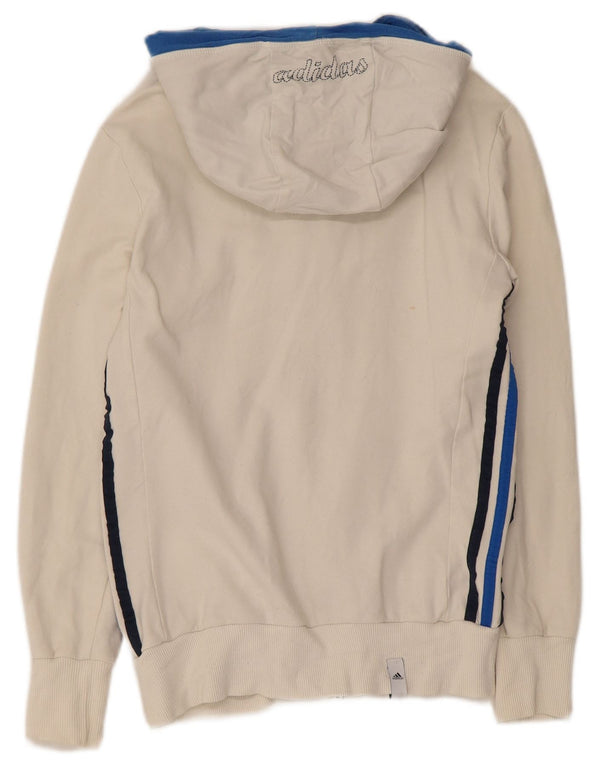 Adidas Womens Graphic Zip Hoodie Sweater UK 12 Medium White Colourblock