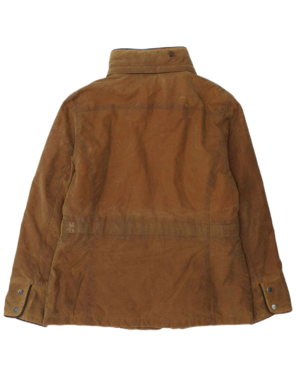 Crew Clothing Womens Tailored Fit Hooded Waxed Jacket UK 14 Large Brown