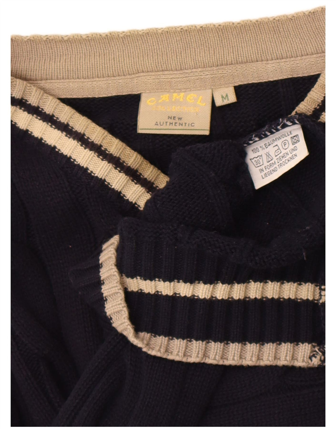 Camel Active Mens V-Neck Jumper Sweater Medium Navy Blue Cotton