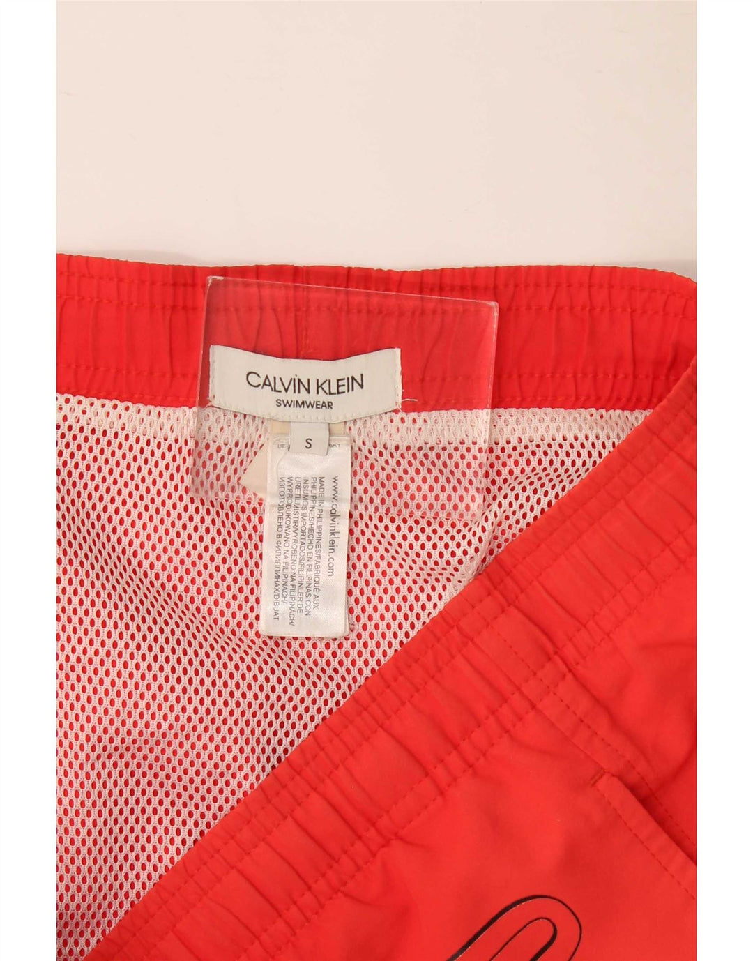 Calvin Klein Mens Graphic Swimming Shorts Small Red Polyester