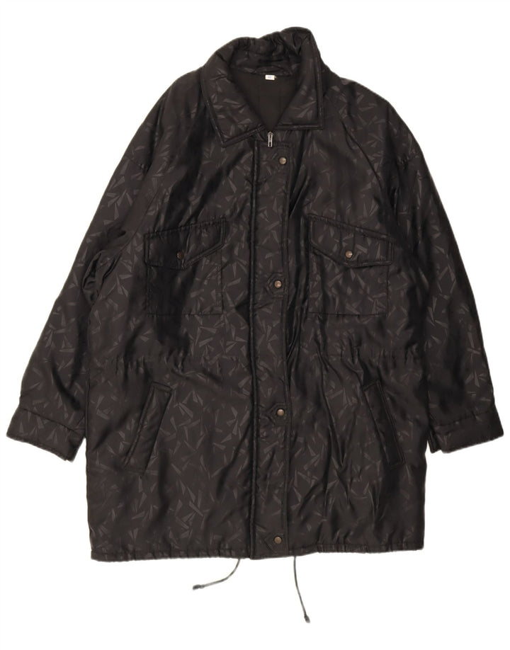 Vintage Womens Oversized Windbreaker Coat IT 42 Medium Black Geometric