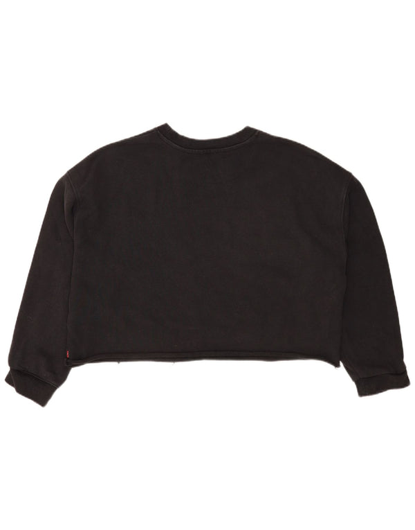 Levi's Womens Crop Oversized Sweatshirt Jumper UK 16 Large Grey Striped