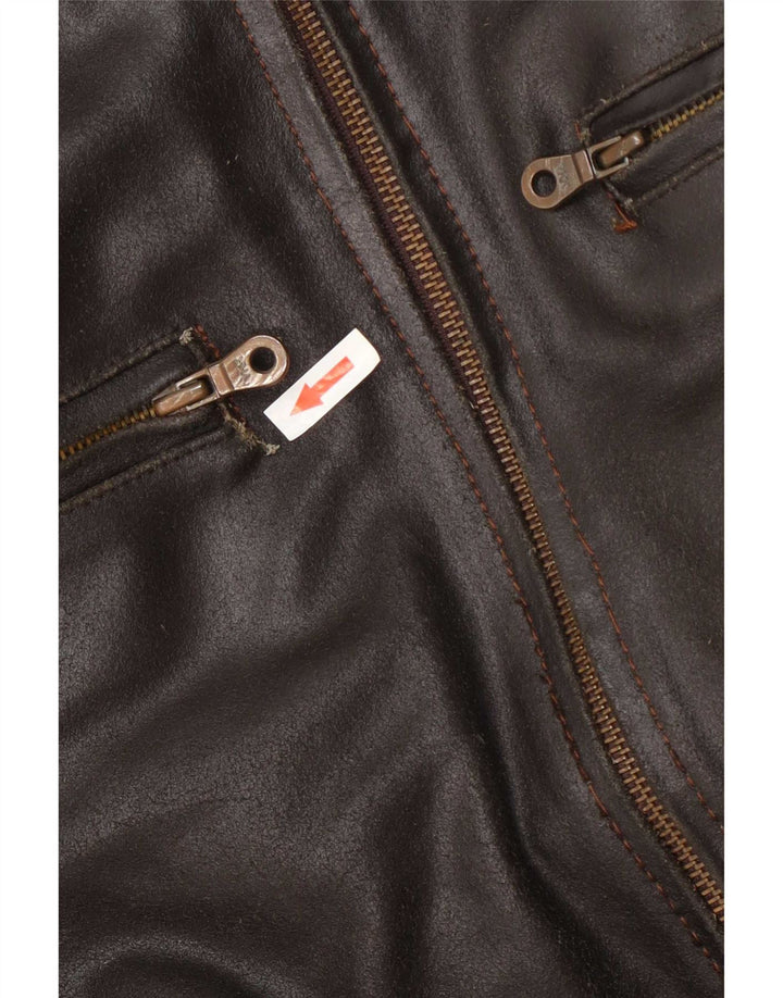 Conbipel Mens Leather Jacket UK 38 Medium Brown