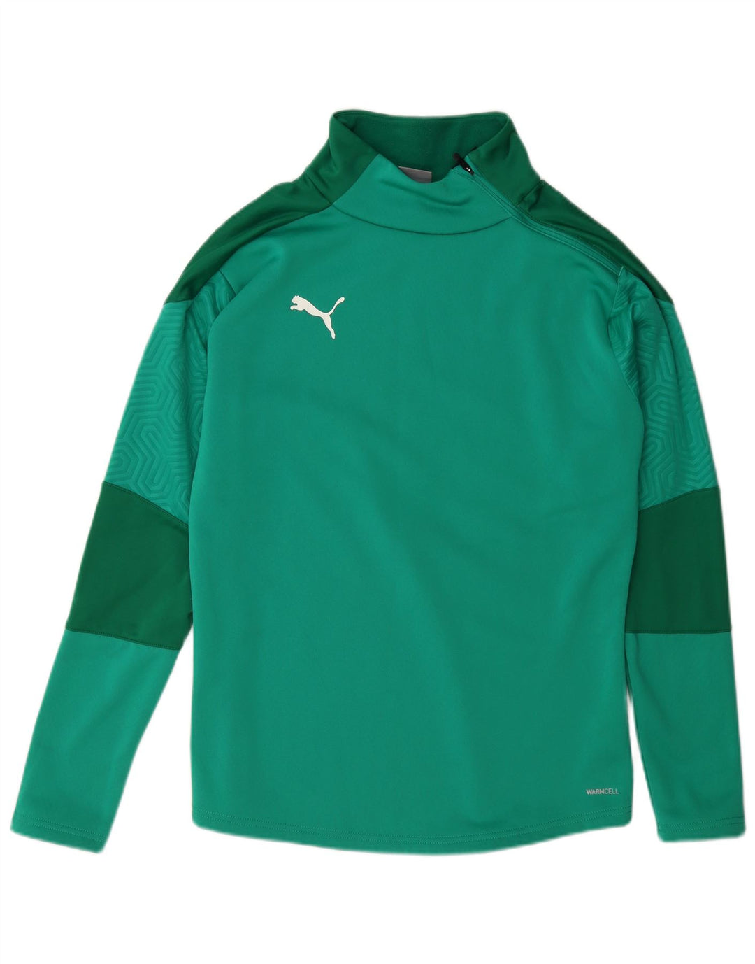 Puma Mens Zip Neck Sweatshirt Jumper Medium Green Colourblock Polyester