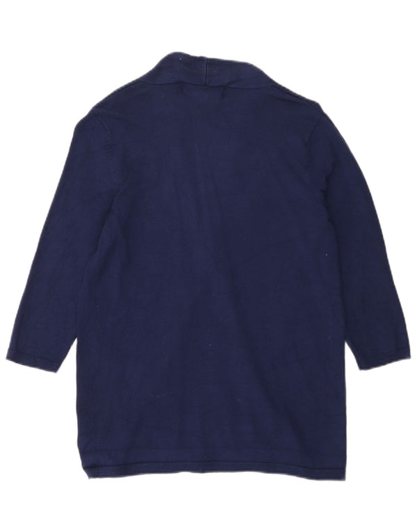 Zara Womens 3/4 Sleeve Open Cardigan Sweater UK 12 Medium Navy Blue