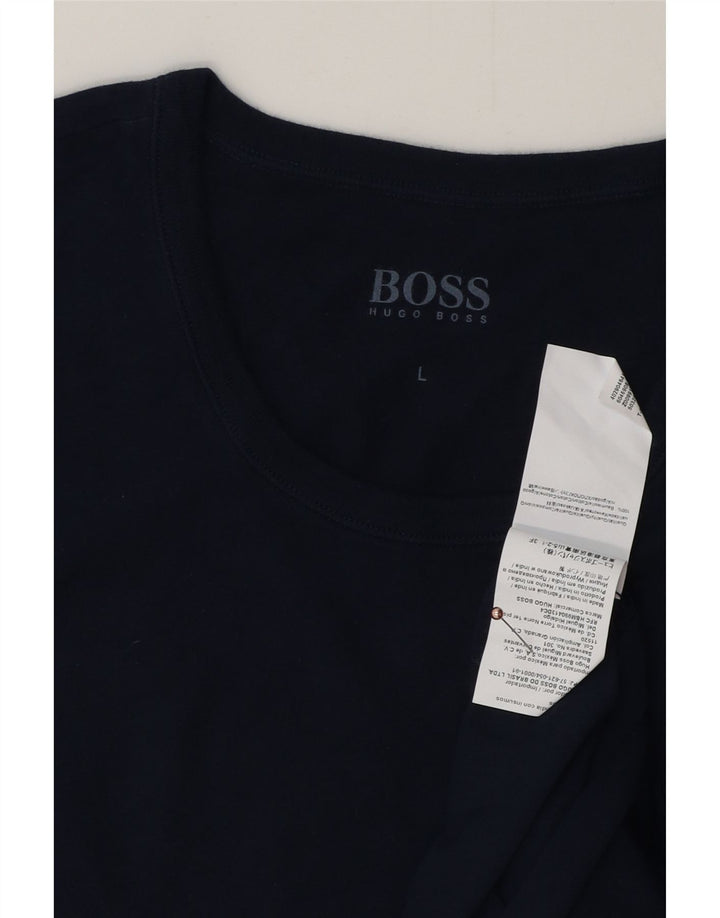 HUGO BOSS Mens T-Shirt Top Large Navy Blue Cotton