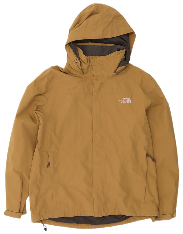 The North Face Mens Hooded Rain Jacket UK 40 Large Brown Polyester