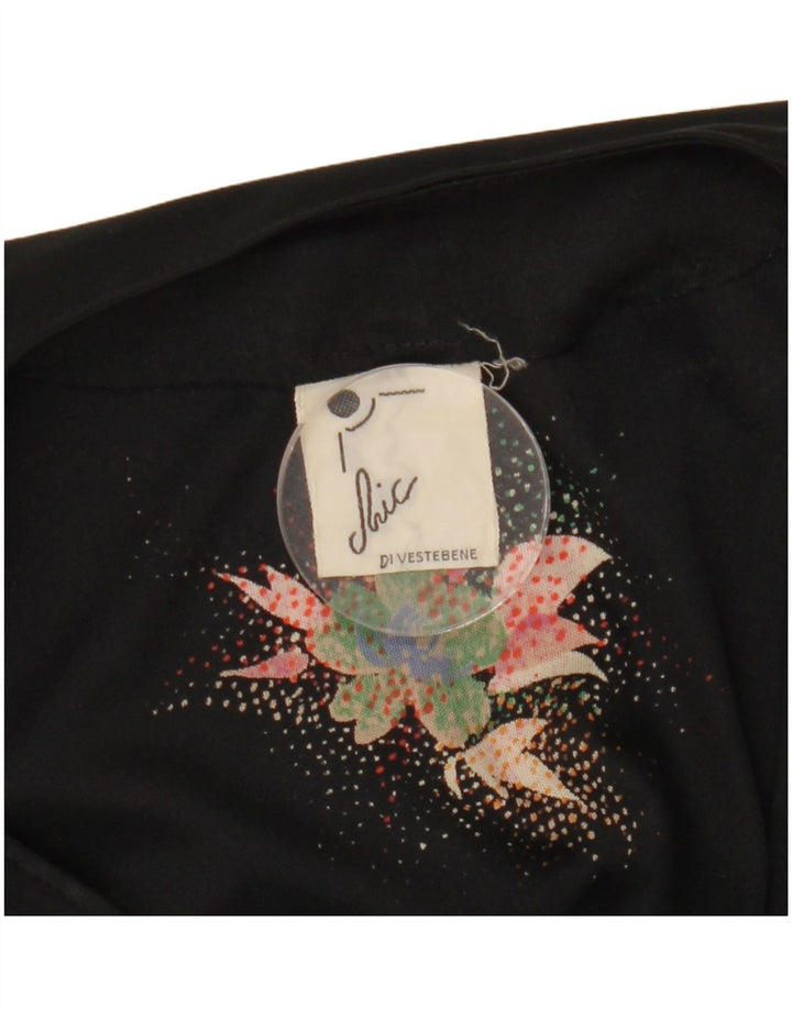 Chic Womens See Through Wrap Dress UK 12 Medium Black Floral