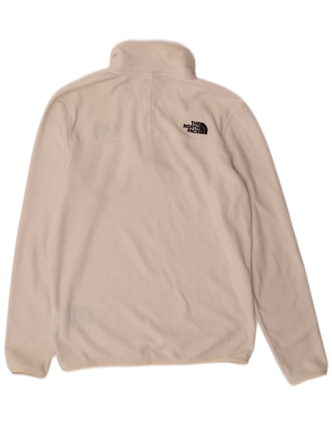 THE NORTH FACE Mens Zip Neck Fleece Jumper Small White Polyester