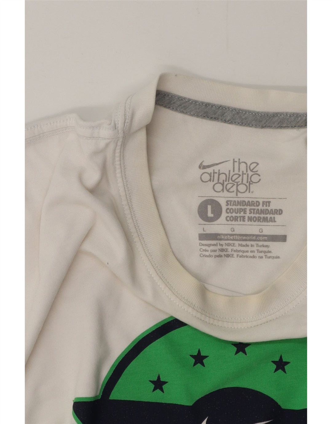 NIKE Mens Coupe Standard Standard Fit Graphic T-Shirt Top Large White