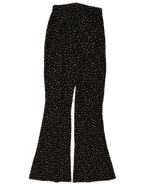 Topshop Womens Flare Casual Trousers UK 8 Small W26 L32 Black Spotted