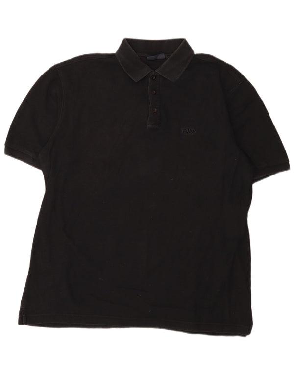 Fila Mens Polo Shirt IT 54 XL Black Cotton