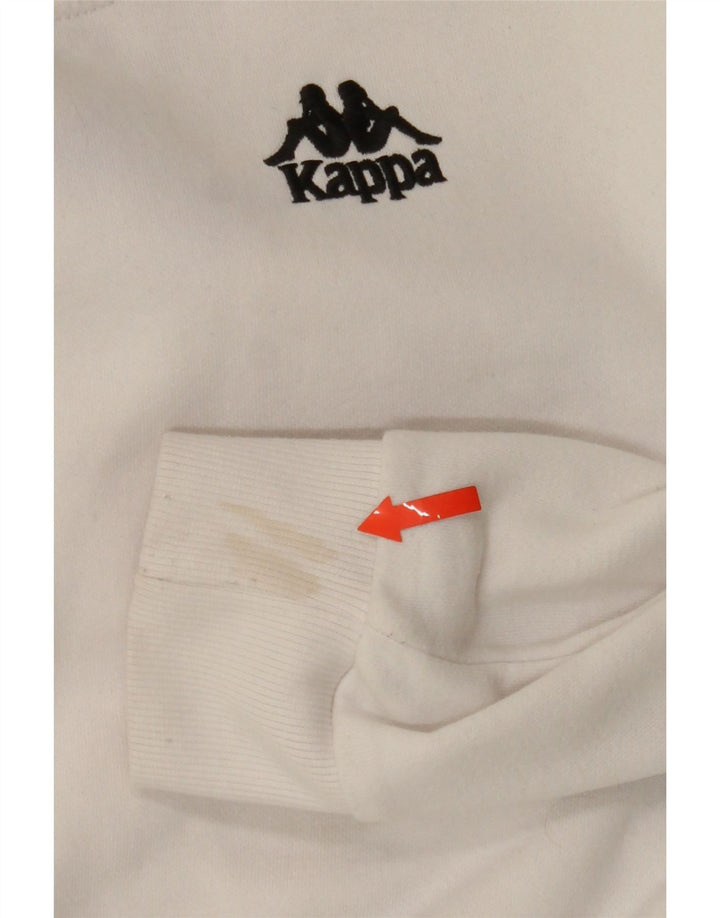 KAPPA Womens Oversized Graphic Crop Sweatshirt Jumper UK 10 Small White Vintage Kappa and Second-Hand Kappa from Messina Hembry 
