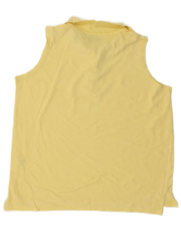 Eddie Bauer Womens Sleeveless Polo Shirt UK 14 Medium Yellow Cotton