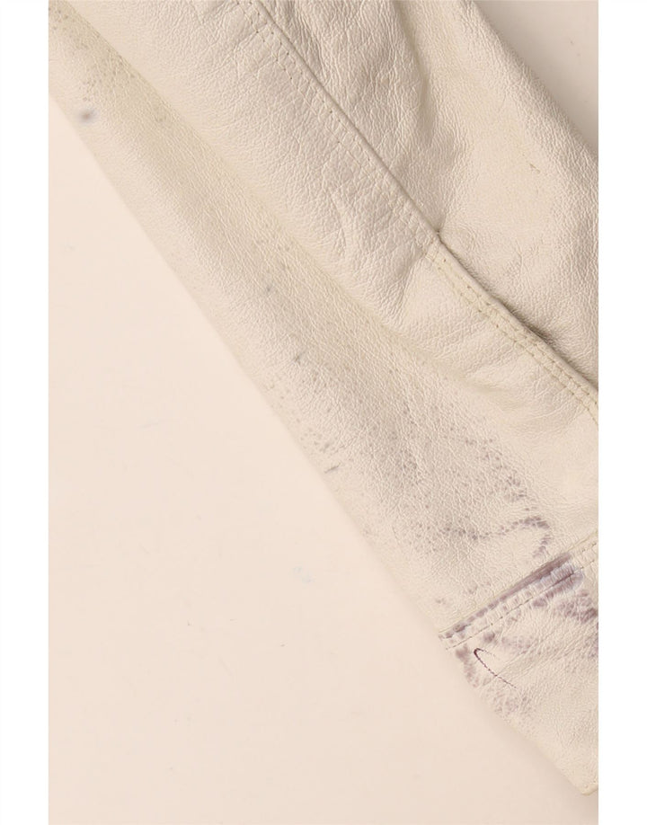 CONBIPEL Womens Crop Leather Jacket IT 44 Medium White Leather
