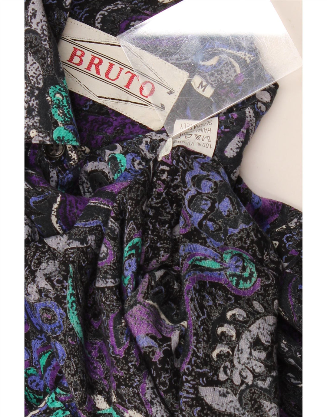 VINTAGE Mens Short Sleeve Shirt Medium Multicoloured Paisley Viscose