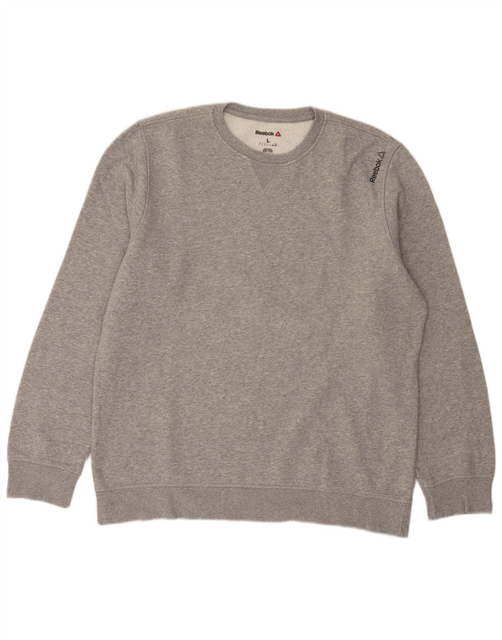 Reebok Mens Sweatshirt Jumper Large Grey Flecked Cotton