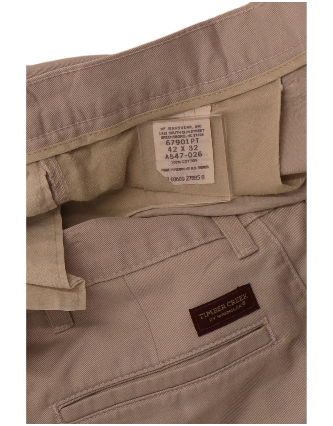 WRANGLER Mens Timber Creek Pegged Chino Trousers W42 L32 Beige Cotton