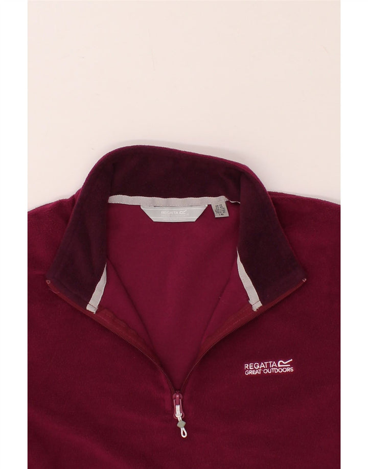 REGATTA Womens Zip Neck Fleece Jumper UK 14 Large   Maroon Polyester Vintage Regatta and Second-Hand Regatta from Messina Hembry 