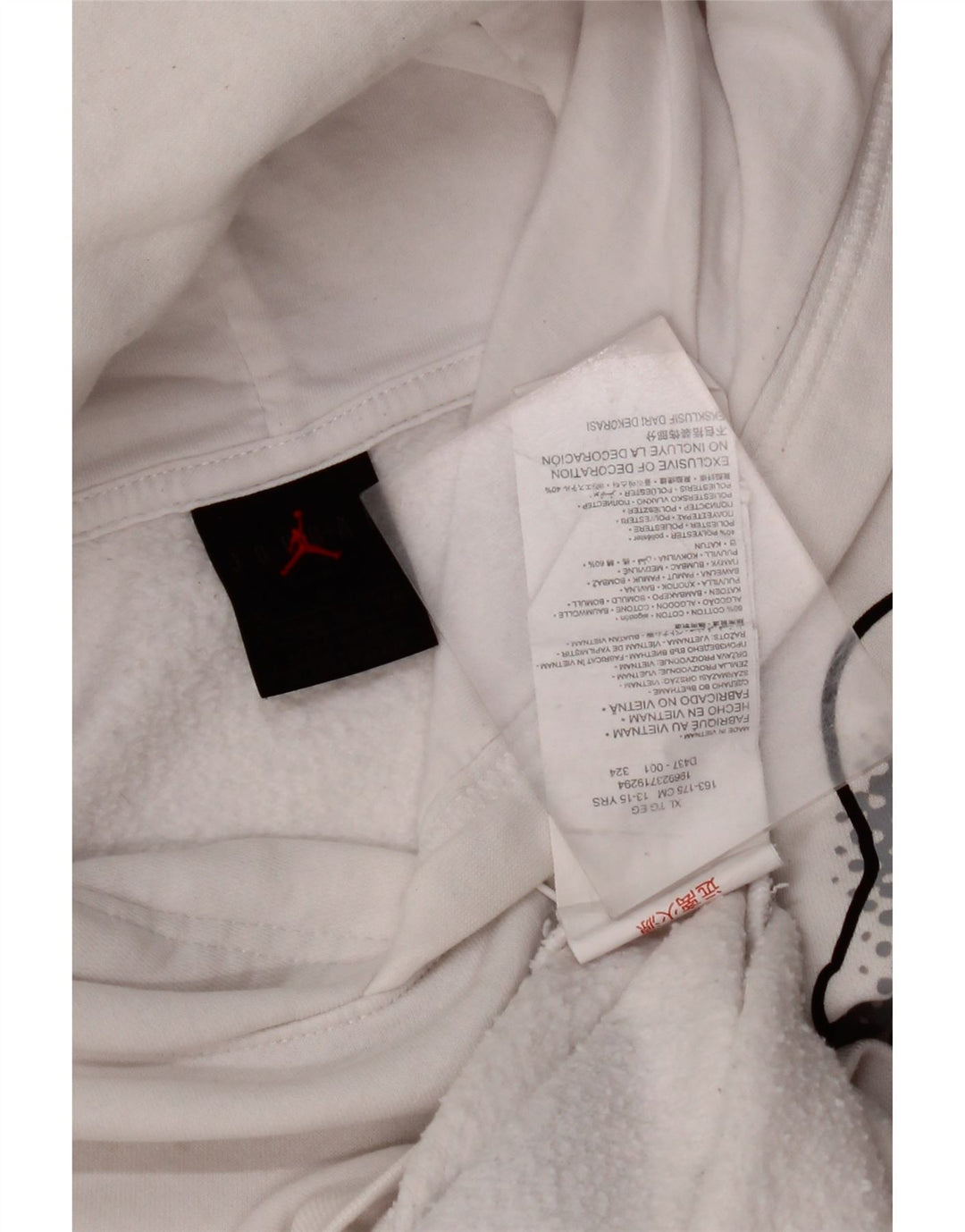 JORDAN Boys Graphic Hoodie Jumper 13-14 Years XL White Cotton