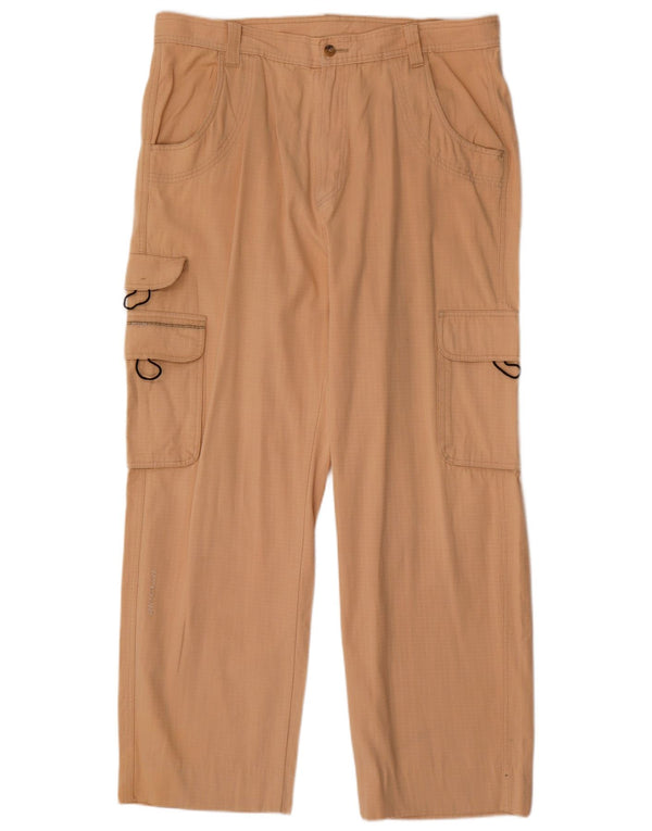 Rip Curl Mens Straight Cargo Trousers XL W38 L30 Beige Check Cotton