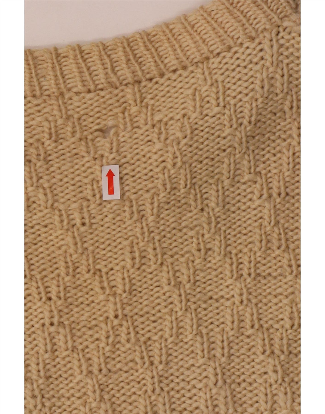 VINTAGE Mens Boat Neck Jumper Sweater Large Beige