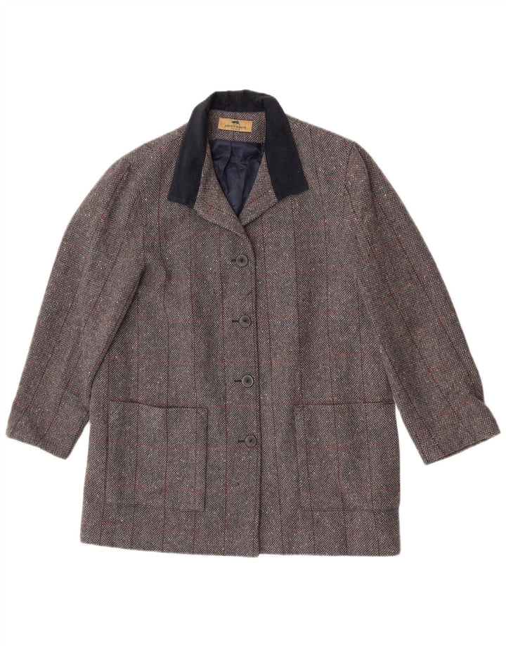 Henry White Womens Overcoat UK 16 Large Grey Check Lambswool