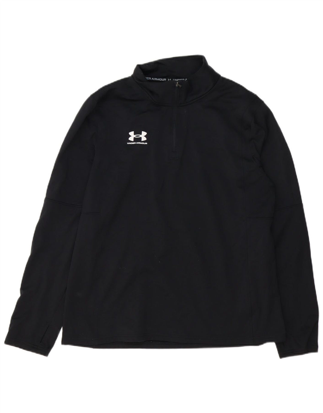 Under Armour Mens Zip Neck Pullover Tracksuit Top XL Black Polyester