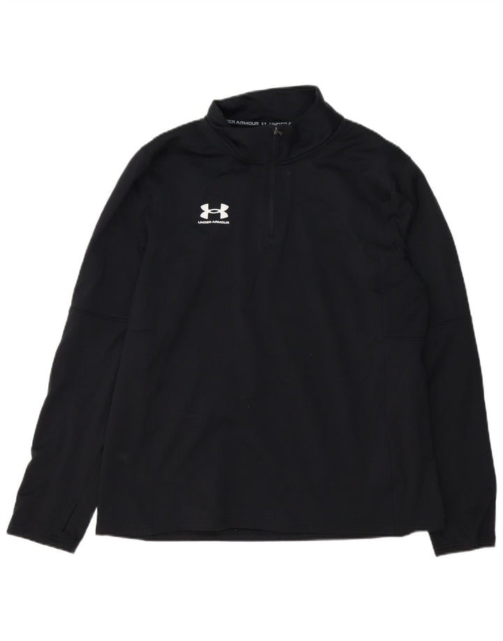 Under Armour Mens Zip Neck Pullover Tracksuit Top XL Black Polyester