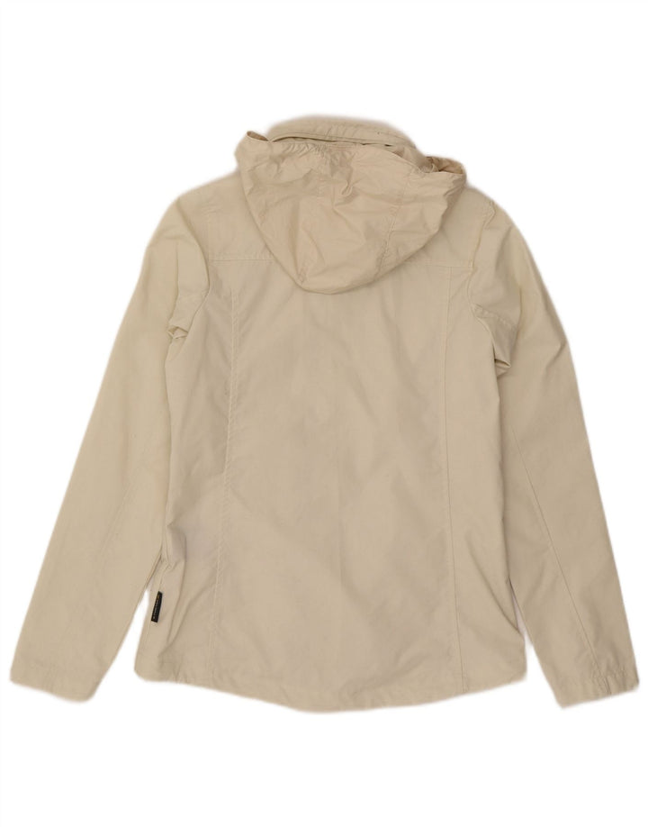 Jack Wolfskin Womens Hooded Rain Jacket UK 6 XS Off White Polyester