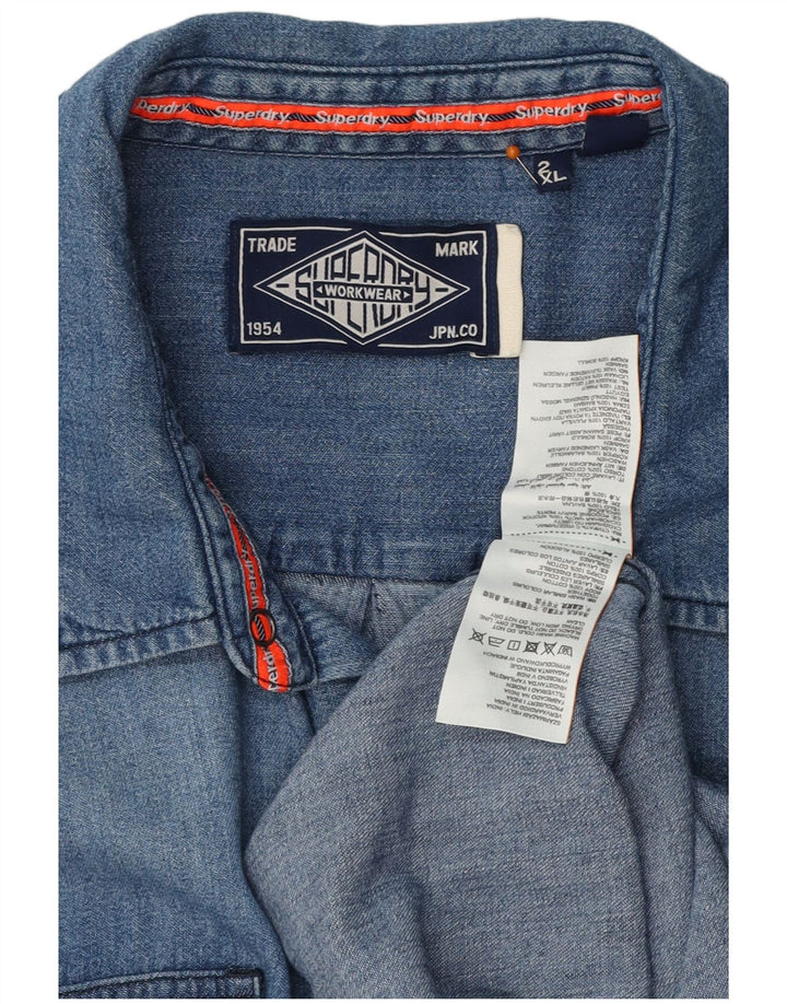 SUPERDRY Mens Denim Shirt 2XL Blue Cotton