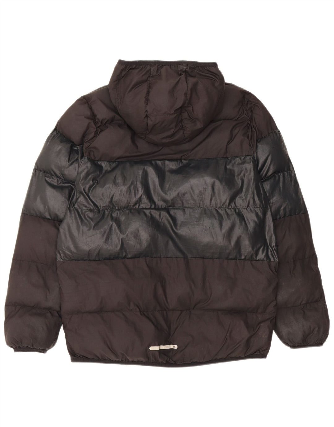 ADIDAS Womens Hooded Padded Jacket UK 16 Large Black Colourblock Polyester