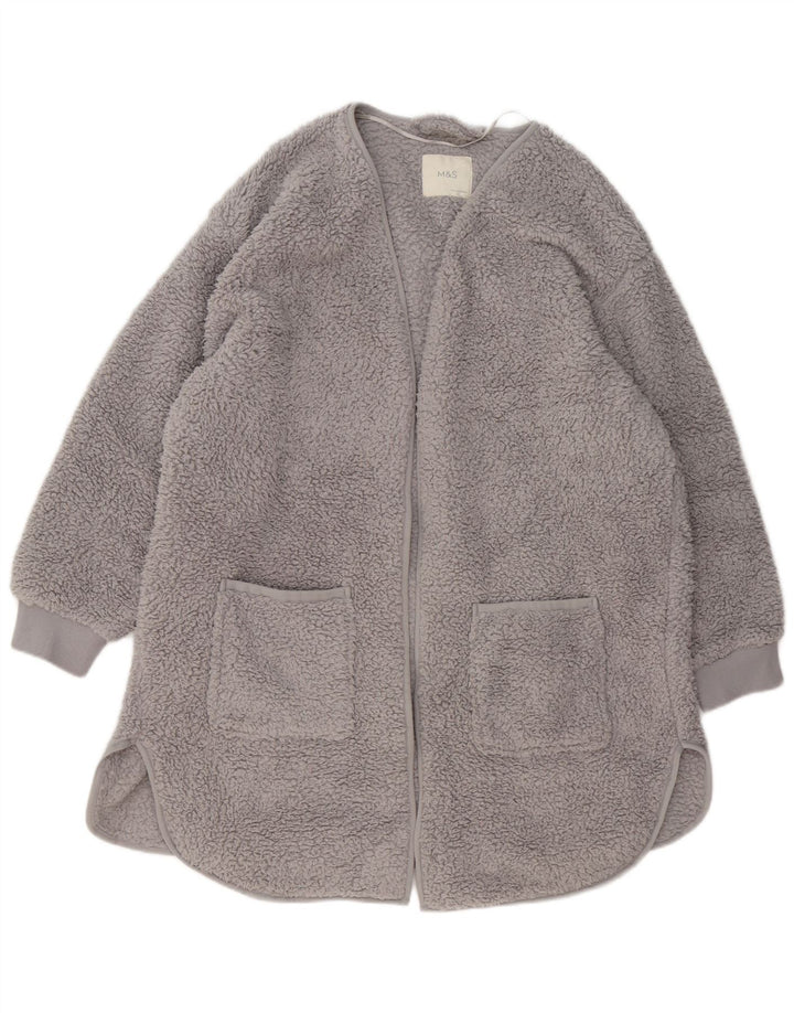 Marks & Spencer Womens Oversized Open Fleece Overcoat UK 16 Large Grey