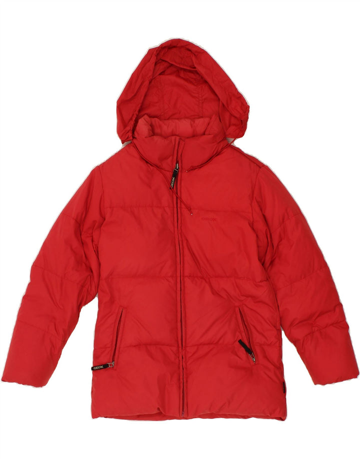 GEOX Girls Hooded Padded Jacket 9-10 Years Red Polyamide Vintage Geox and Second-Hand Geox from Messina Hembry 